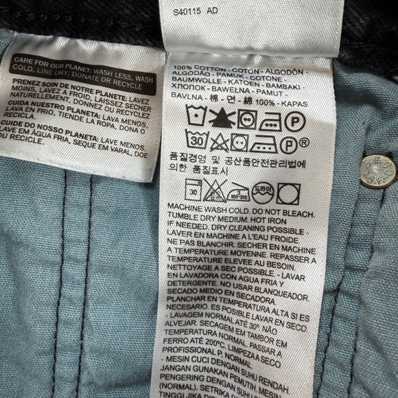 Levis 501 Denim Jean Shorts 31 Original High Rise Cut Off Black Distressed Y2K - Picture 8 of 9